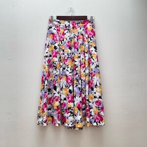 Vintage Floral Midi Skirt - Multicolor